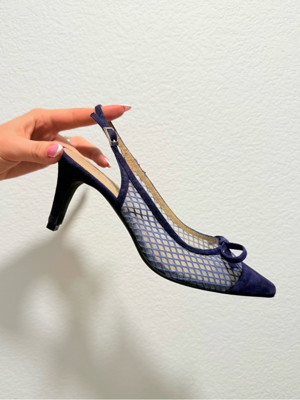 Marian Women’s Navy Mesh Slingback Pump EU37 NEW